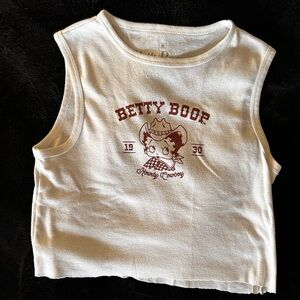 Betty Boop Cream Tank Top with Cowboy Design